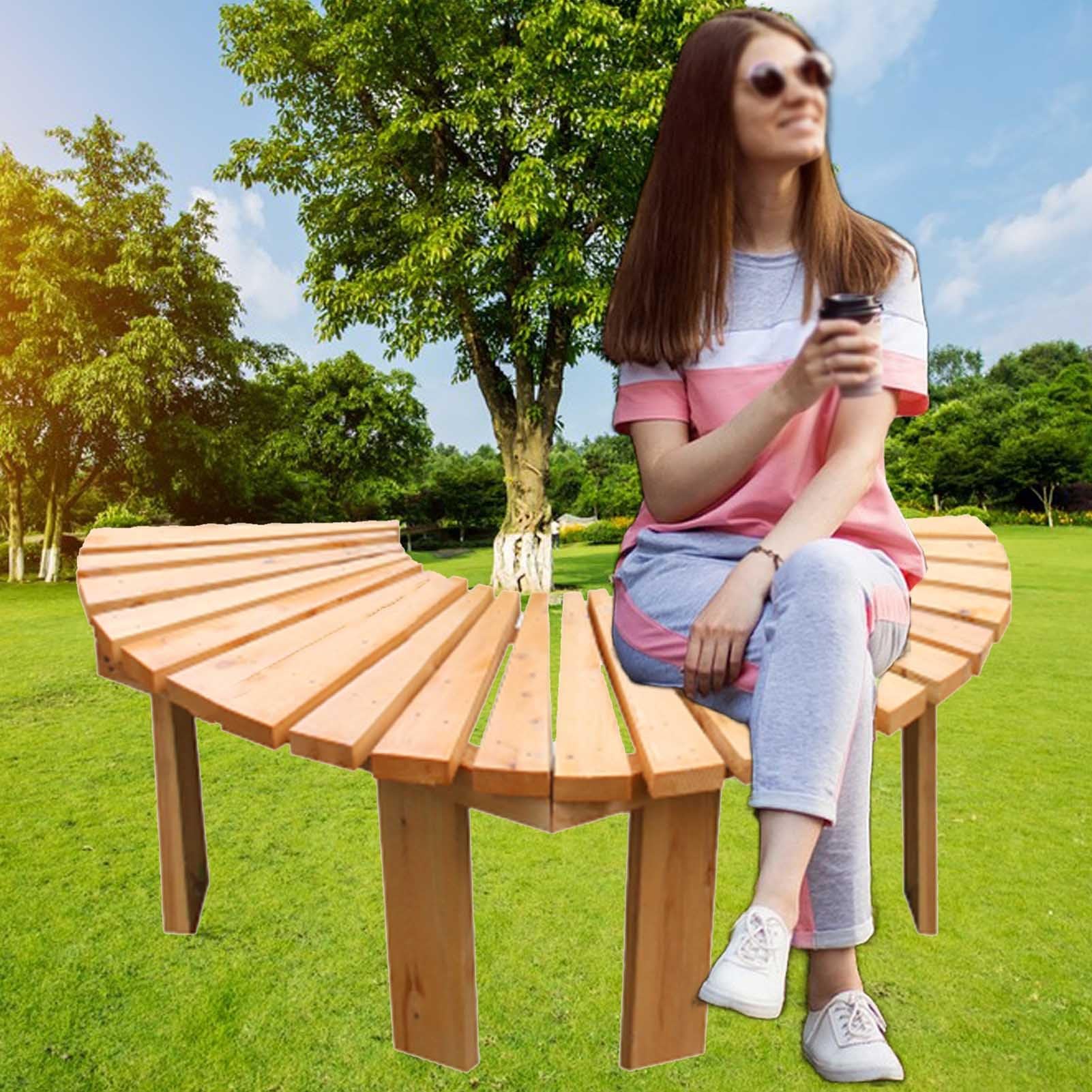 Amazon.co.jp: ガーデンツリーベンチ 庭の芝生用の木製の湾曲した木の